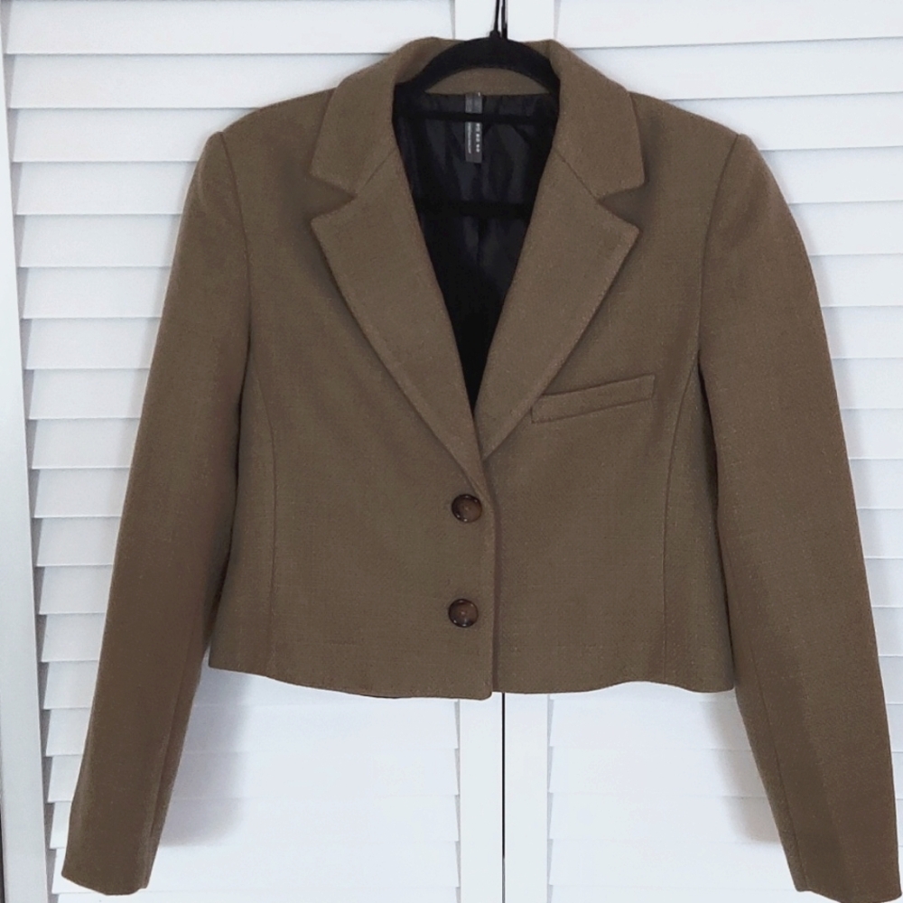 Anthropologie Jacket, Size 10, Tan, Soft Tweedy Knit Blazer, Lined, Like NEW! - Picture 3 of 16